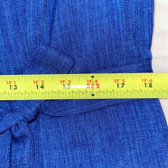 Ellen Tracy A-line Sleeveless Midi Dress Cobalt Blue Waist Accent Bow & Pockets - Picture 12 of 15